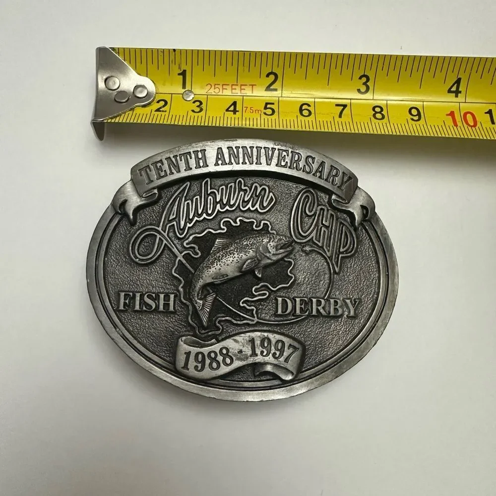 1997 Auburn CHP Fish Derby 10th Anniv Belt Buckle Vintage LE 367/500